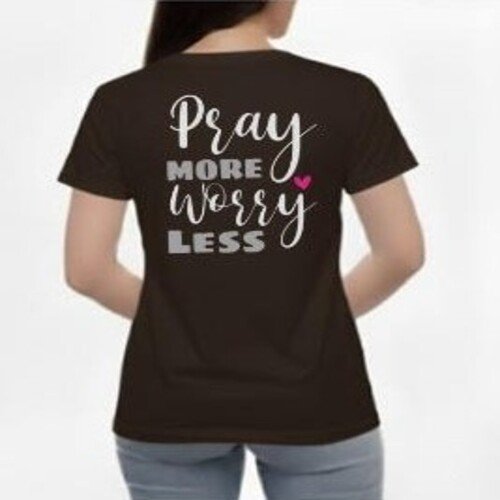 Pray More Worry Less V-Neck Cotton T-Shirt